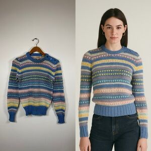 Vintage 80s Colorful Heart Pastel Sweater
